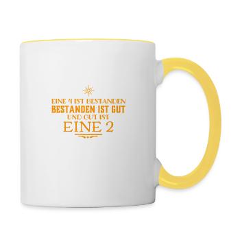gute Zensuren - Tasse zweifarbig - Weiß/Gelb - Rechts