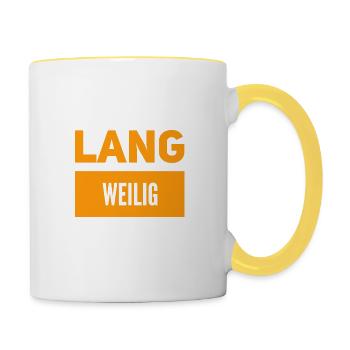 ich bin voll gelangweilt - Tasse zweifarbig - Weiß/Gelb - Rechts