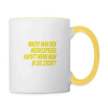 wird er dann zerstört? - Tasse zweifarbig - Weiß/Gelb - Rechts