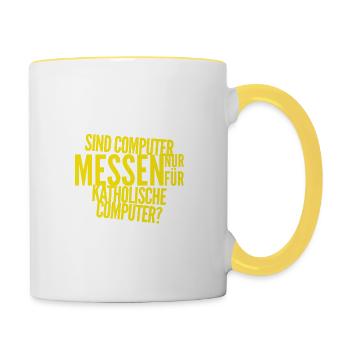 für wen sind Computermessen? - Tasse zweifarbig - Weiß/Gelb - Rechts