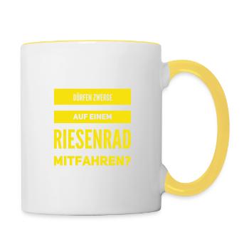 dürfen Zwerge das? - Tasse zweifarbig - Weiß/Gelb - Rechts