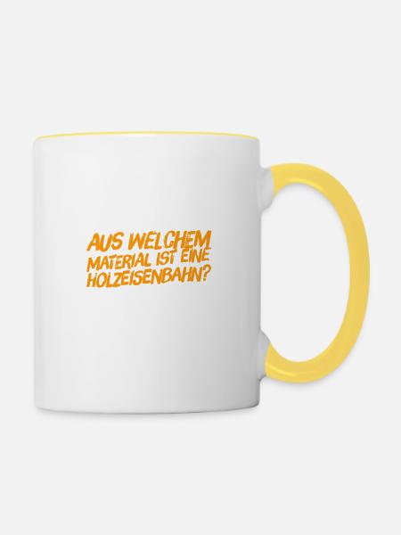 Holzeisen - Tasse zweifarbig - Weiß/Gelb
