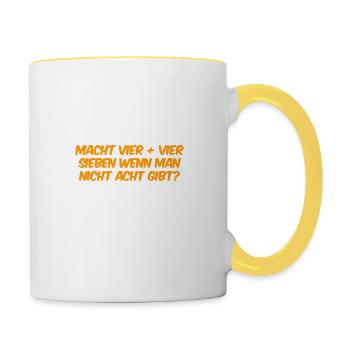du musst acht geben - Tasse zweifarbig - Weiß/Gelb - Rechts