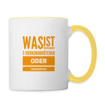 beim Bäcker - Tasse zweifarbig - Weiß/Gelb - Rechts