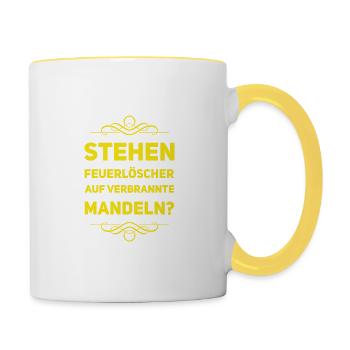 welche Mandeln dürfen es sein? - Tasse zweifarbig - Weiß/Gelb - Rechts