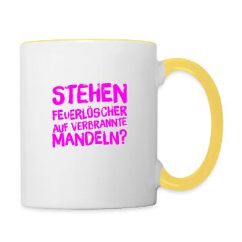 was mögen Feuerlöscher? - Tasse zweifarbig - Weiß/Gelb - Rechts