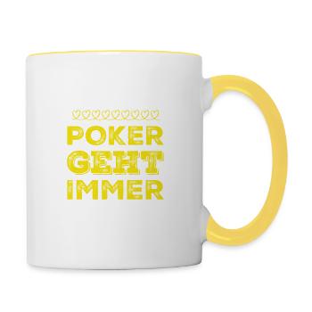 ich mag Poker - Tasse zweifarbig - Weiß/Gelb - Rechts