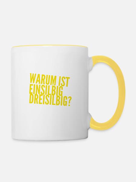 warum ist das so? - Tasse zweifarbig - Weiß/Gelb