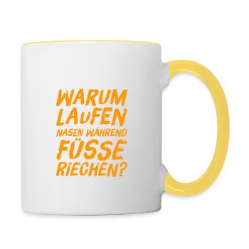 warum ist das so? - Tasse zweifarbig - Weiß/Gelb - Rechts