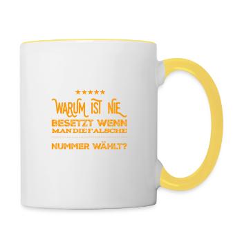 wenn man sich verwählt - Tasse zweifarbig - Weiß/Gelb - Rechts