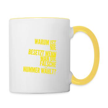 es wurde die falsche Nummer gewählt - Tasse zweifarbig - Weiß/Gelb - Rechts