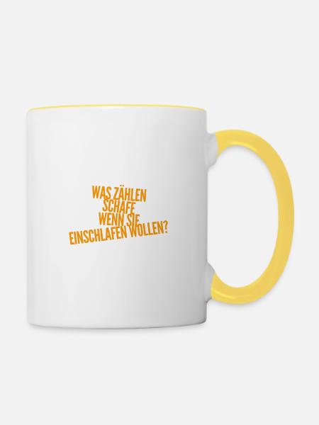 einschlafen - Tasse zweifarbig - Weiß/Gelb