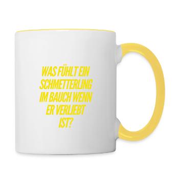 was fühlen Schmetterlinge? - Tasse zweifarbig - Weiß/Gelb - Rechts