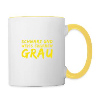 schwarz und weiß ergeben grau - Tasse zweifarbig - Weiß/Gelb - Rechts