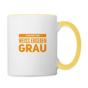 so entsteht grau - Tasse zweifarbig - Weiß/Gelb - Rechts