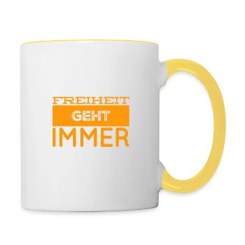 La liberté, c’est mon truc - Mug contrasté - blanc/jaune - Droite