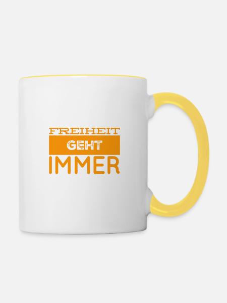 Freiheit ist mein Ding - Tasse zweifarbig - Weiß/Gelb