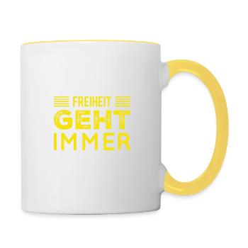 Freedom is cool - Contrasting Mug - white/yellow - Right