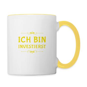 ich lege mein Geld an - Tasse zweifarbig - Weiß/Gelb - Rechts