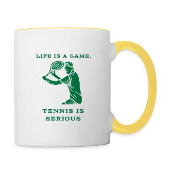 La vie pour le tennis - Mug contrasté - blanc/jaune - Droite
