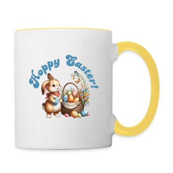Hoppy Ostern - Tasse zweifarbig - Weiß/Gelb - Rechts
