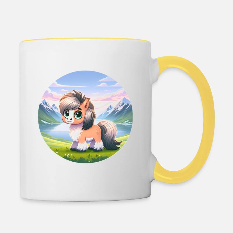 Fjordpferd - Tasse zweifarbig - Weiß/Gelb