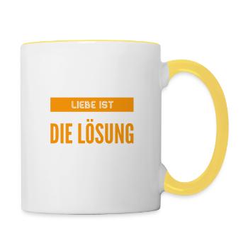 Love heals - Contrasting Mug - white/yellow - Right