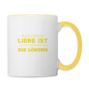 Liebe ist die Lösung - Tasse zweifarbig - Weiß/Gelb - Rechts