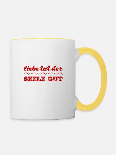 die Seele will Liebe - Tasse zweifarbig - Weiß/Gelb