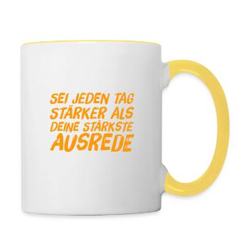 Plus fort - Mug contrasté - blanc/jaune - Droite