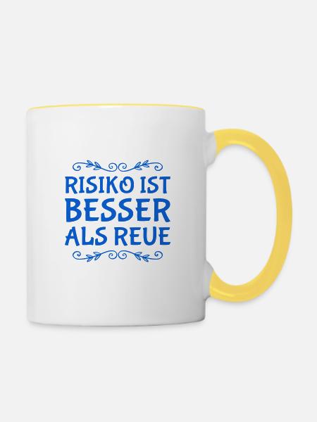 Risiko ist besser - Tasse zweifarbig - Weiß/Gelb