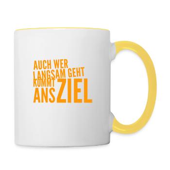 Je prends mon temps - Mug contrasté - blanc/jaune - Droite