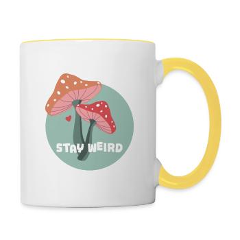 Stay Weird Mushrooms - Contrasting Mug - white/yellow - Right
