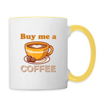 Kauf mir einen Kaffee - Tasse zweifarbig - Weiß/Gelb - Rechts