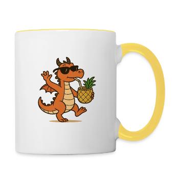 Dragon dansant - Mug contrasté - blanc/jaune - Droite