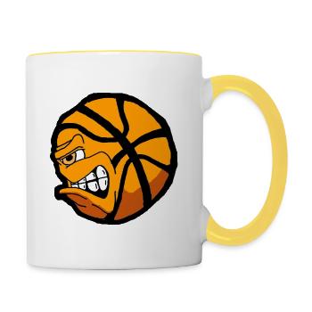 Basket-ball tortue dessin animé conception - Mug contrasté - blanc/jaune - Droite