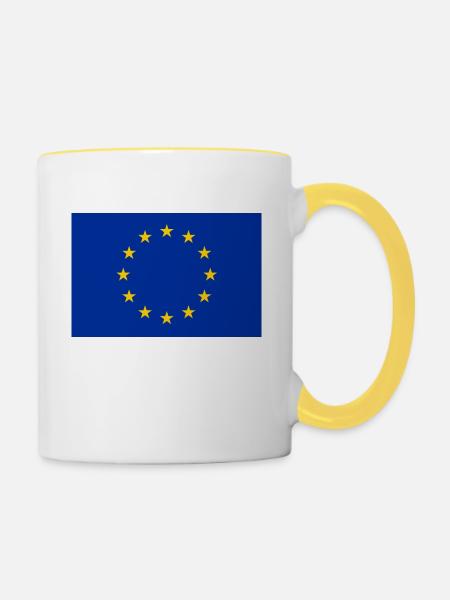 EU Fahne - Tasse zweifarbig - Weiß/Gelb