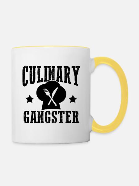 koch gangster kochen - Tasse zweifarbig - Weiß/Gelb