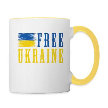 Free Ukraine - Tasse zweifarbig - Weiß/Gelb - Rechts
