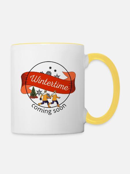 Wintertime coming soon - Tasse zweifarbig - Weiß/Gelb