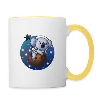 Koala Astronaute - Mug contrasté - blanc/jaune - Droite