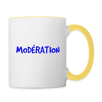 Je suis modération dont on t'a tant parlé - Mug contrasté - blanc/jaune - Droite
