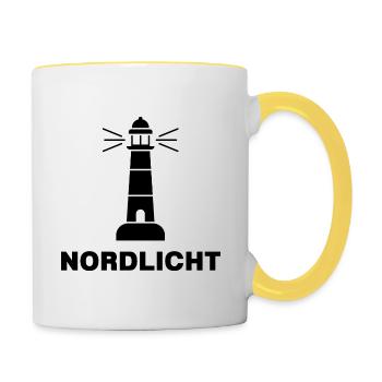 Nordlicht, wenn du den Norden Liebst! - Tasse zweifarbig - Weiß/Gelb - Rechts