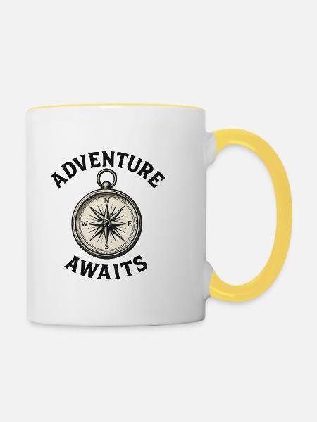 Ein Abenteuer erwartet Sie. - Tasse zweifarbig - Weiß/Gelb