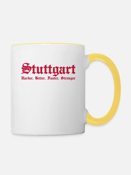 Stuttgart Harder Better Faster Stronger - Tasse zweifarbig - Weiß/Gelb