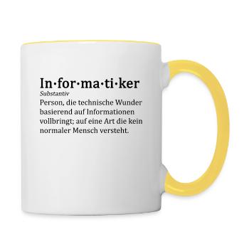 Informatiker - Tasse zweifarbig - Weiß/Gelb - Rechts