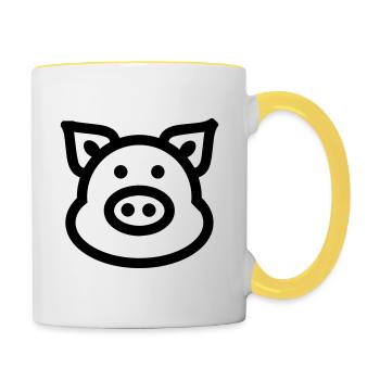 Pig Animal - Contrasting Mug - white/yellow - Right