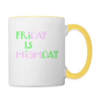 Le vendredi est le jour fort - Mug contrasté - blanc/jaune - Droite