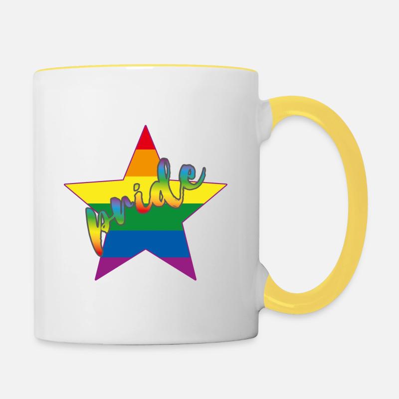 Rainbow Star Pride - Tasse zweifarbig - Weiß/Gelb