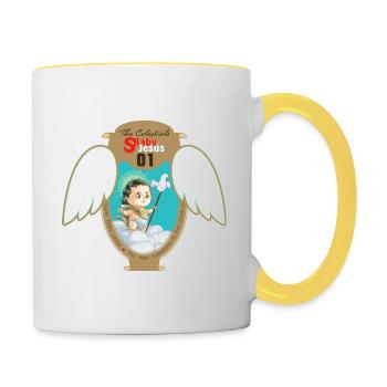 Jesus Classic Baby Schild - Tasse zweifarbig - Weiß/Gelb - Rechts